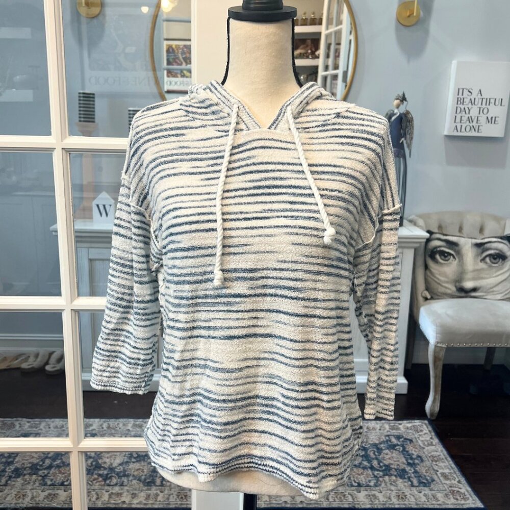 LRL Lauren Jeans Co. Ralph Lauren Beachy Pullover Blue & White Striped Shirt S